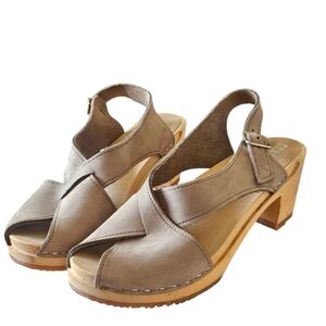 Sandgrens Morocco Open Toe Crossed Clog Sandal, Light Tan, Size 40 EUR (9-9.5)